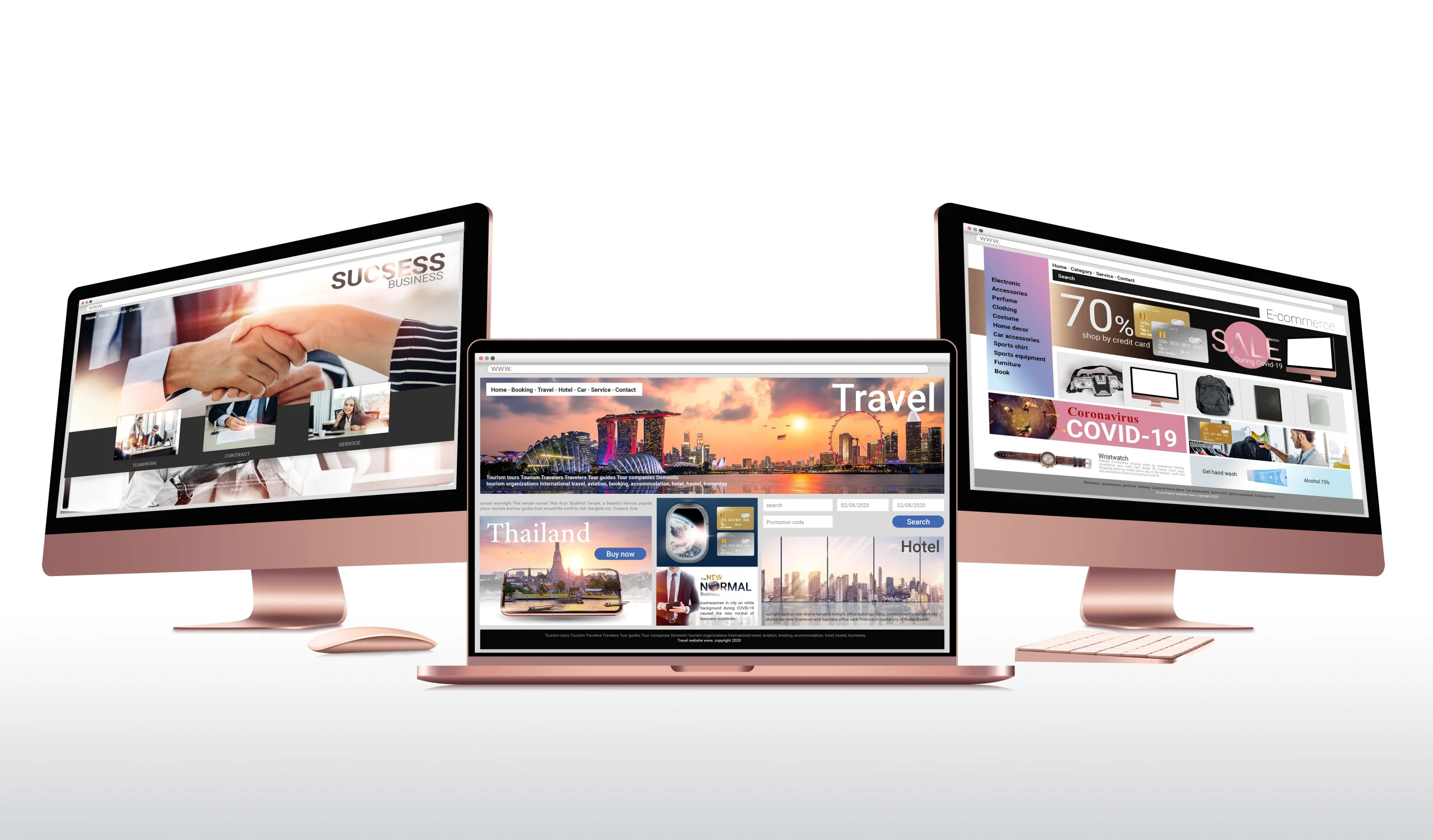 Ordenadores con páginas web de muestra